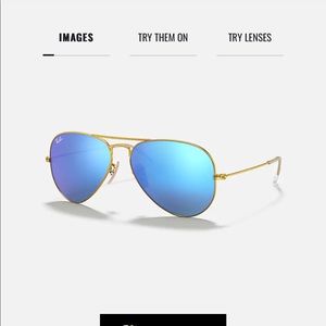 RayBan Polarized Women’s Flash Aviators - Blue & Gold